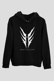 Orbit Culture Baskılı Unisex Siyah Kapüşonlu Sweatshirt