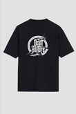 Orbit Culture Baskılı Unisex Siyah Oversize Tişört - Tshirt