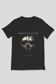 Orbit Culture Baskılı Unisex Siyah V Yaka Tişört - Tshirt