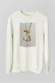 Ördek Baskılı Unisex Beyaz  Sweatshirt