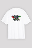 Orienteering Baskılı Unisex Beyaz Oversize Tişört - Tshirt