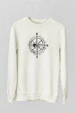 Orienteering Baskılı Unisex Ekru Sweatshirt