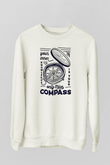 Orienteering Baskılı Unisex Ekru Sweatshirt