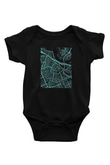Orienteering Baskılı Unisex Siyah Bebek Body - Zıbın