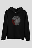 Orienteering Baskılı Unisex Siyah Kapüşonlu Sweatshirt