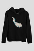 Orienteering Baskılı Unisex Siyah Kapüşonlu Sweatshirt