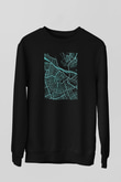 Orienteering Baskılı Unisex Siyah Sweatshirt