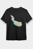 Orienteering Baskılı Unisex Siyah Tişört - Tshirt