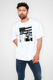 OutKast Baskılı Beyaz Unisex Oversize Tişört - Tshirt