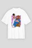 OutKast Baskılı Beyaz Unisex Oversize Tişört - Tshirt