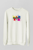 Paintball Baskılı Unisex Ekru Sweatshirt