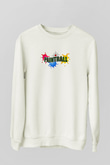 Paintball Baskılı Unisex Ekru Sweatshirt