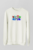 Paintball Baskılı Unisex Ekru Sweatshirt