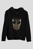 Paintball Baskılı Unisex Siyah Kapüşonlu Sweatshirt