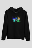 Paintball Baskılı Unisex Siyah Kapüşonlu Sweatshirt