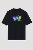 Paintball Baskılı Unisex Siyah Oversize Tişört