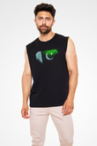 Pakistan Bayrağı Baskılı Unisex Siyah Kolsuz Tişört