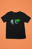 Pakistan Bayrağı Baskılı Unisex Siyah Çocuk Tişörtü