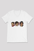 Palaye Royale Baskılı Beyaz Unisex V Yaka Tişört - Tshirt