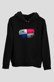Panama Bayrağı Baskılı Unisex Siyah Kapüşonlu Sweatshirt