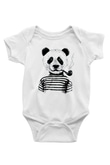 Panda Baskılı Beyaz Unisex Bebek Body - Zıbın