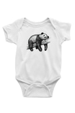 Panda Baskılı Beyaz Unisex Bebek Body - Zıbın