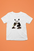 Panda Baskılı Beyaz Unisex Çocuk Tişört