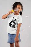 Panda Baskılı Beyaz Unisex Çocuk Tişört