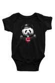 Panda Baskılı Siyah Bebek Body - Zıbın