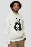 Panda Beyaz Unisex Kapşonlu Sweatshirt