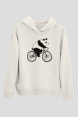 Panda Beyaz Unisex Kapşonlu Sweatshirt