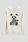 Panda Beyaz Unisex Kapşonlu Sweatshirt
