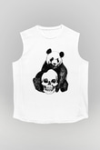Panda Beyaz Unisex Kolsuz Tişört
