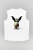 Panda Beyaz Unisex Kolsuz Tişört