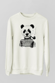 Panda Beyaz Unisex Sweatshirt