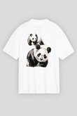 Panda Beyaz Unisex Tişört T-Shirt - TişörtFabrikası