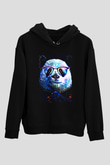 Panda Siyah Unisex Hoodie