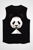 Panda Siyah Unisex Kolsuz Tişört