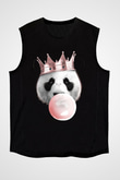 Panda Siyah Unisex Kolsuz Tişört