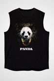 Panda Siyah Unisex Kolsuz Tişört