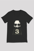 Panda Siyah Unisex V Yaka Tişört T-Shirt