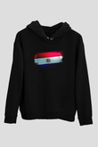 Paraguay Bayrağı Baskılı Unisex Siyah Kapüşonlu Sweatshirt
