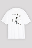 Parkour Baskılı Unisex Beyaz Oversize Tişört - Tshirt