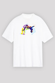Parkour Baskılı Unisex Beyaz Oversize Tişört - Tshirt