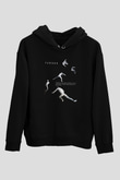 Parkour Baskılı Unisex Siyah Kapüşonlu Sweatshirt