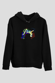 Parkour Baskılı Unisex Siyah Kapüşonlu Sweatshirt