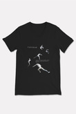 Parkour Baskılı Unisex Siyah V Yaka Tişört