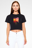 Parks and Recreation Siyah Crop Top Tişört