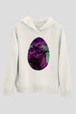 Paskalya Baskılı Beyaz Unisex Kapüşonlu Sweatshirt