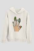 Paskalya Baskılı Beyaz Unisex Kapüşonlu Sweatshirt